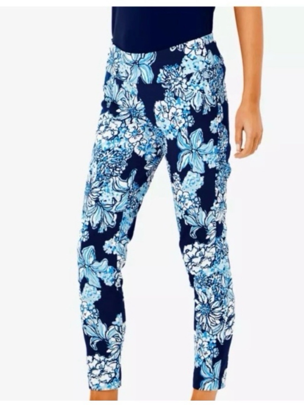 Lilly Pulitzer Luxletic Corso Low Tide Navy Bouquet All Day Golf Pants 2